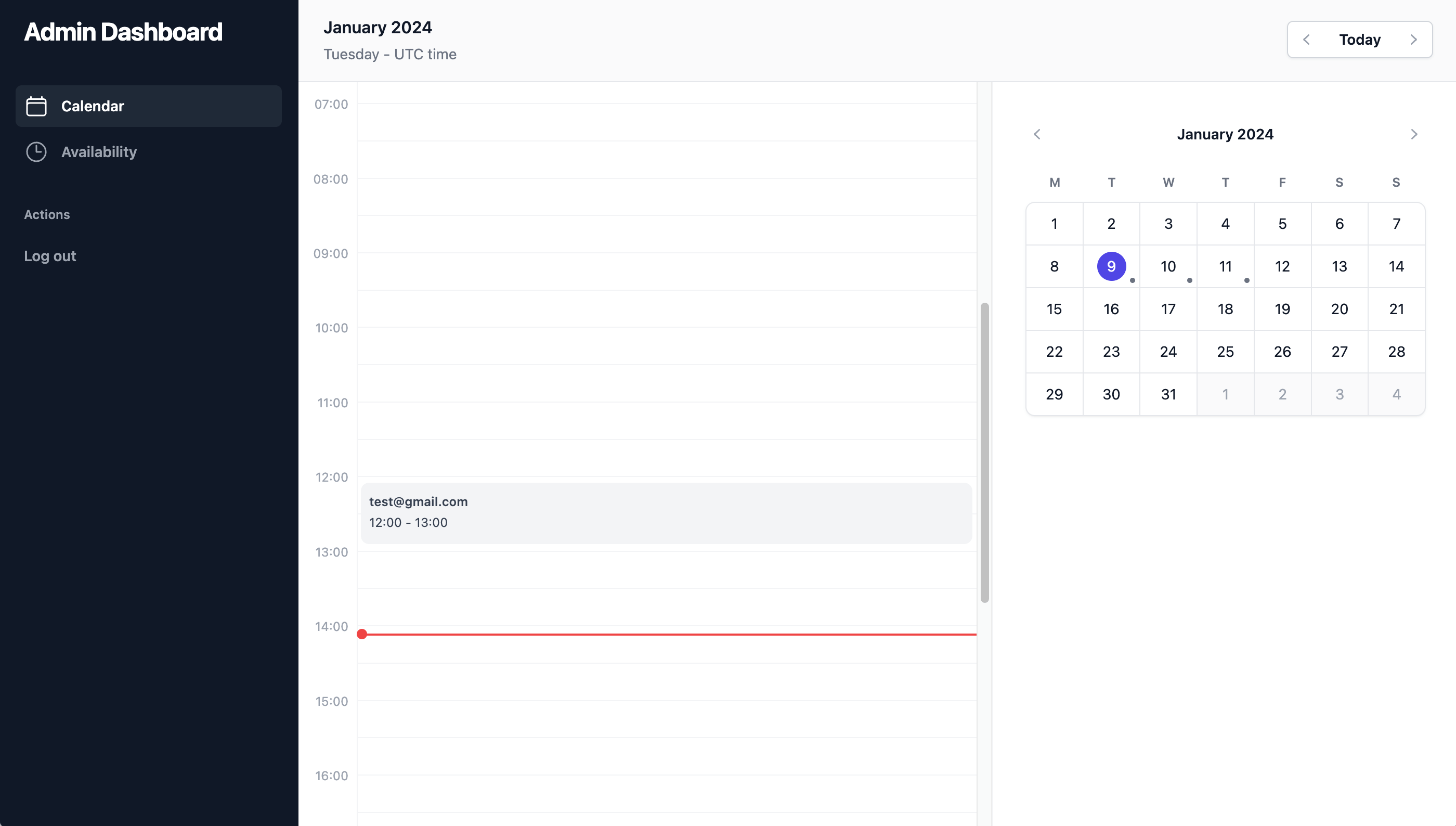 Admin dashboard