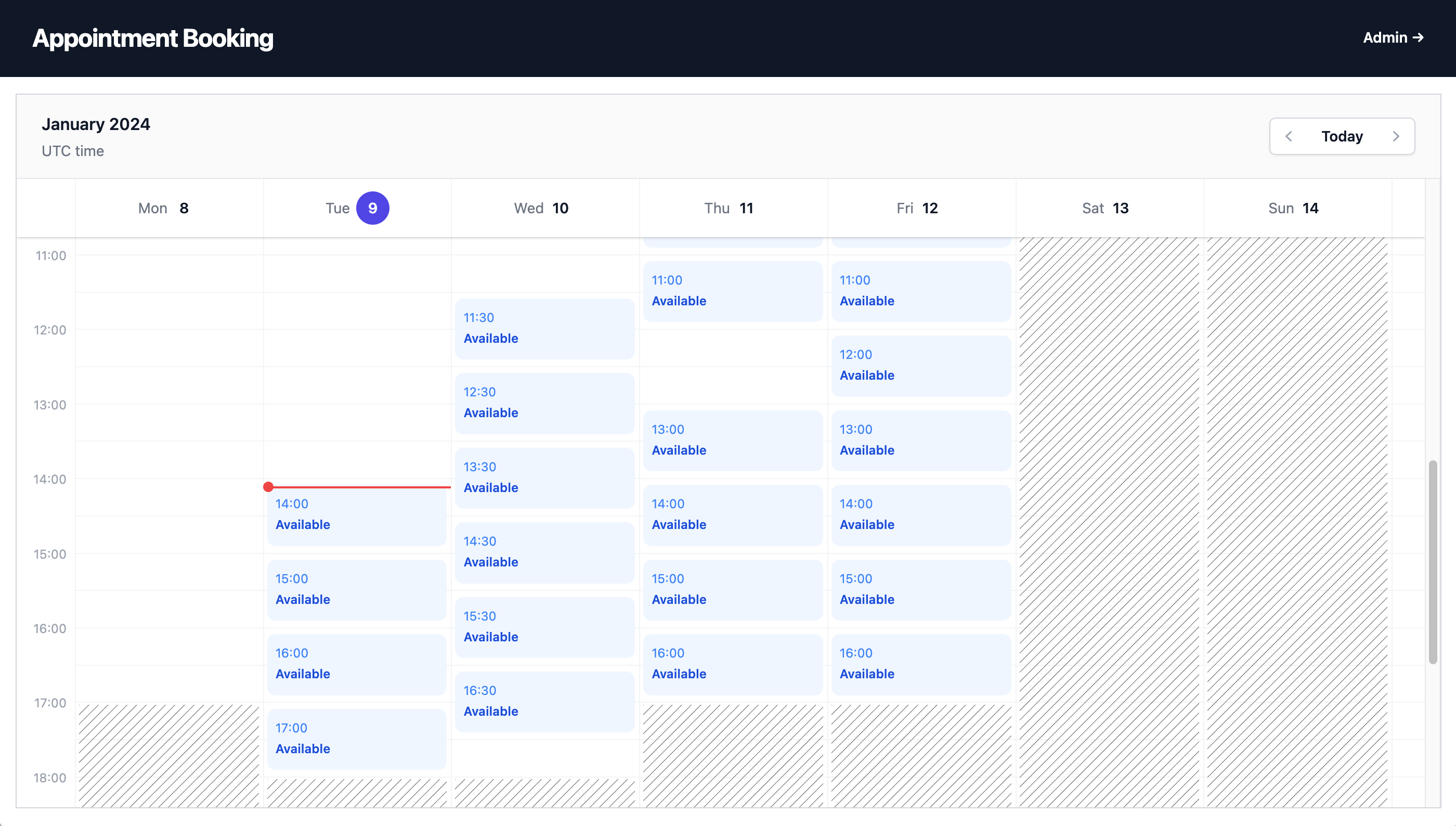 User calendar