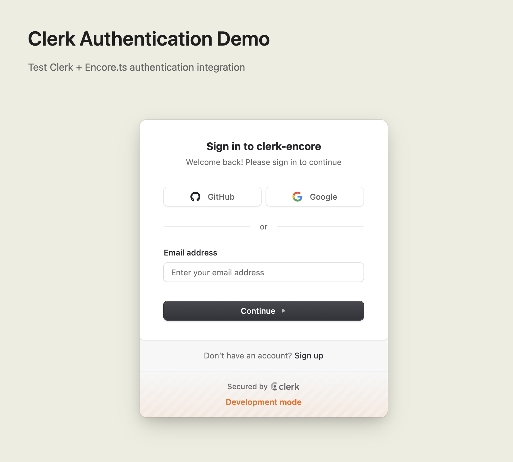 Clerk Sign-in UI