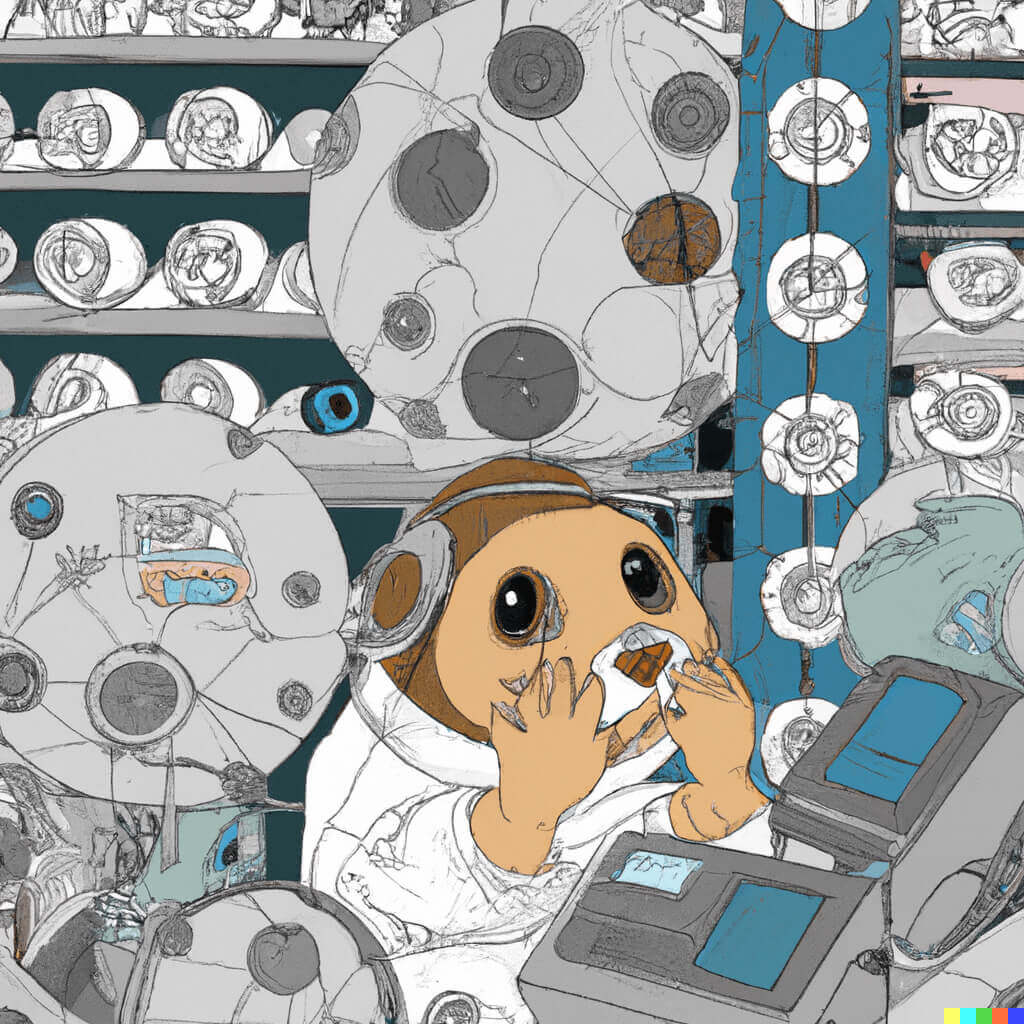 A space hamster experiencing microservices pain points.